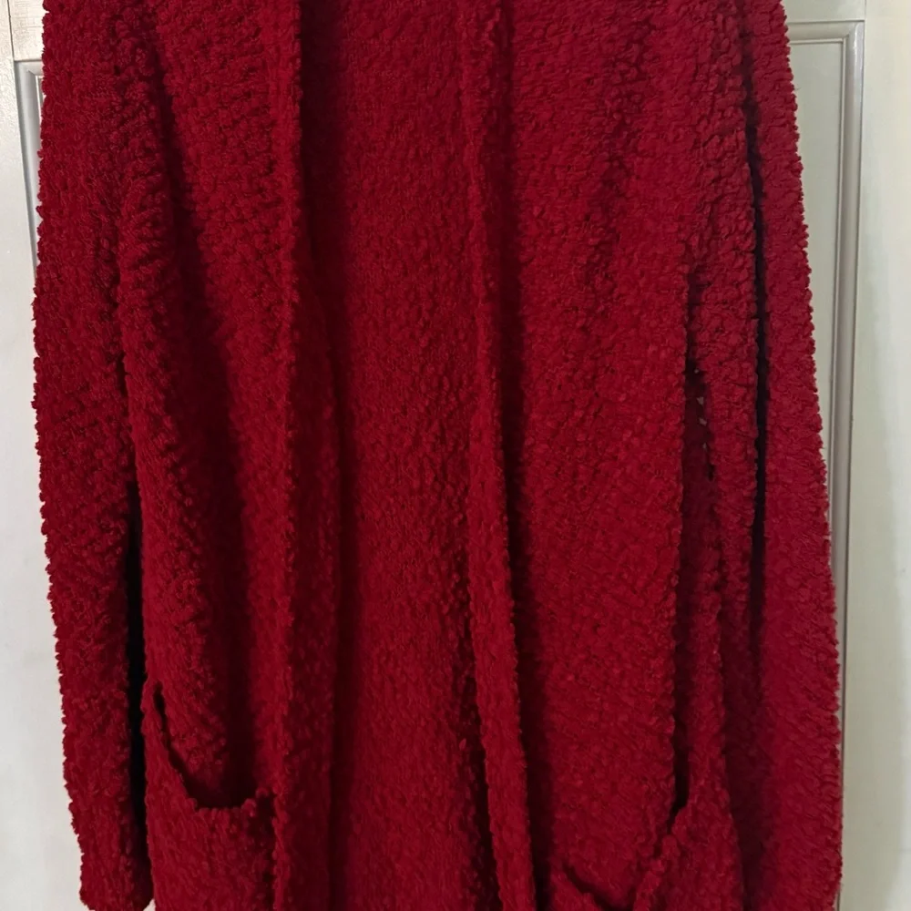 Zenana Outfitters Red Open Cardigan with Pockets, Large - Picture 3 of 3